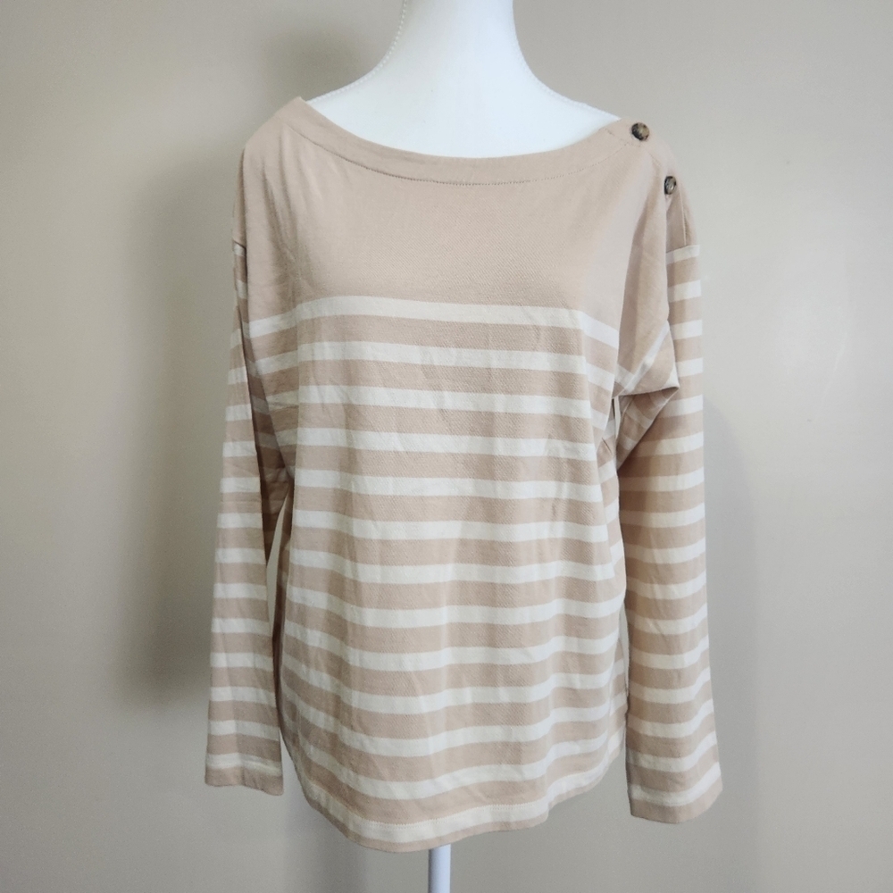 J. CREW 100% Cotton one side shoulder Boatneck Shirt Size Medium